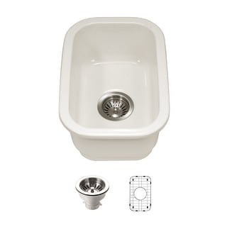 Houzer PTB-1318-C Platus 12-3/16" Undermount Single Basin Fireclay Bar