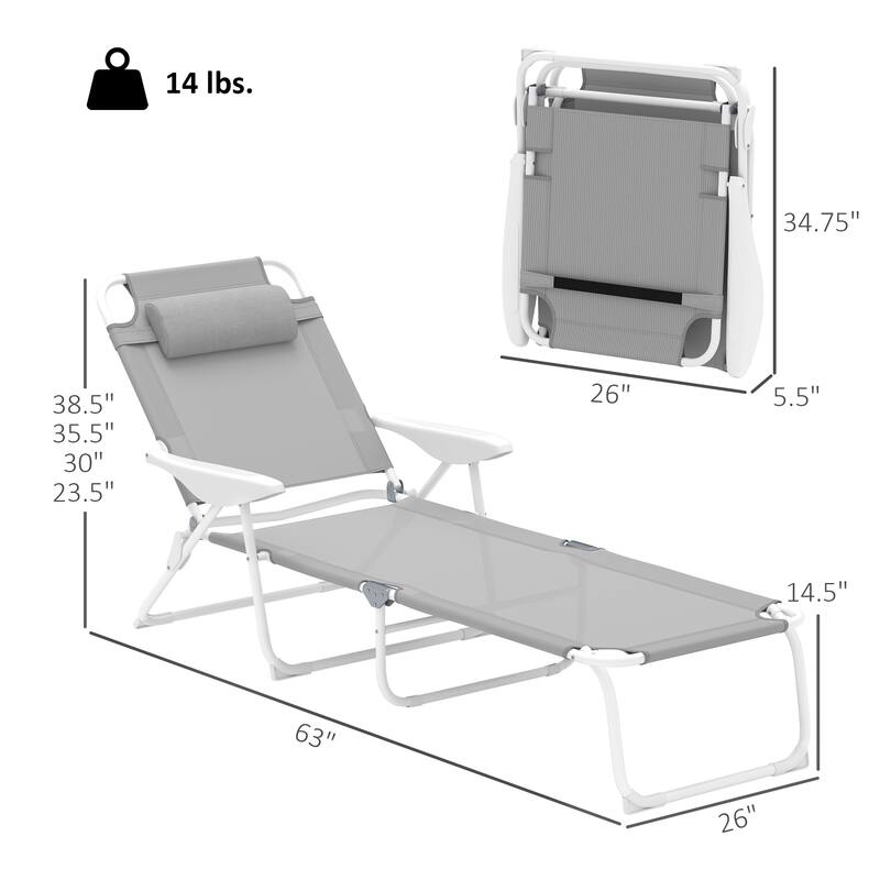 GDFStudio - Andersen Adjustable Folding Outdoor Tanning Lounger with Breathable Comfort Design - Chaise Lounge