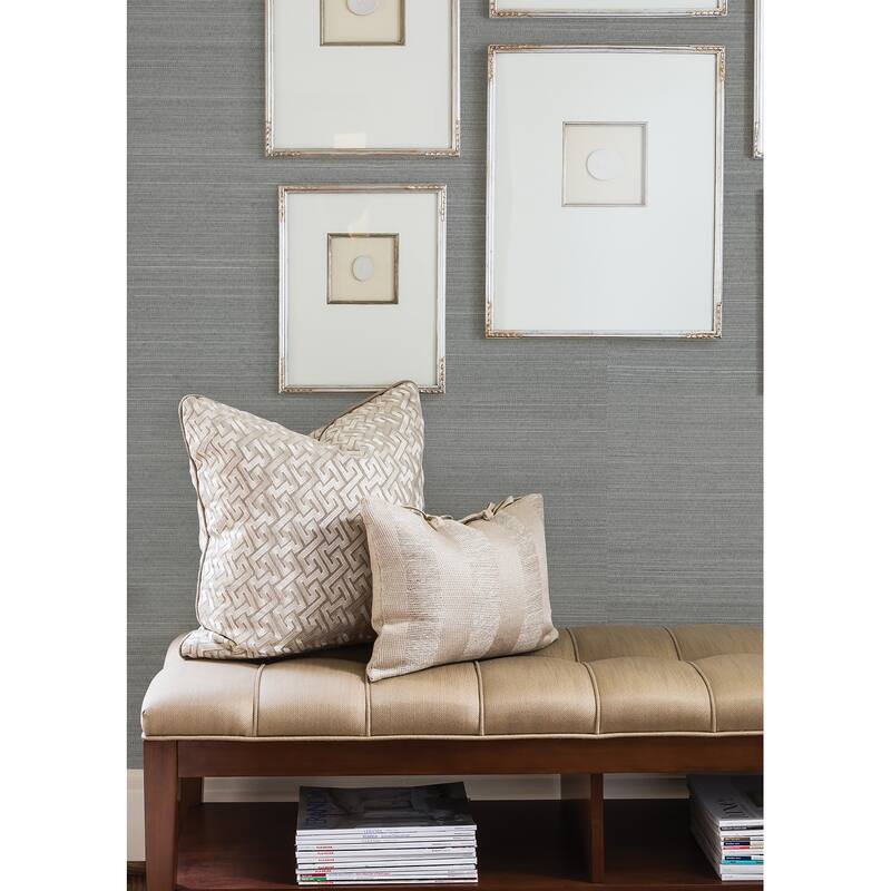 A-Street Prints Binan Grey Grasscloth Wallpaper