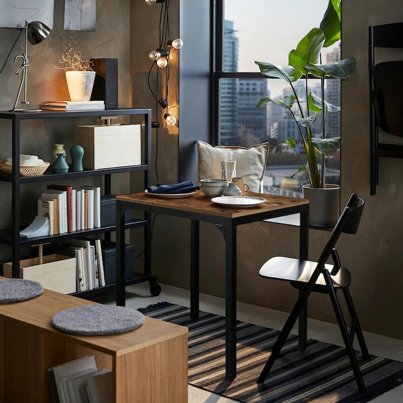 VEIKOUS 27.6''W Square Industrial Kitchen Dining Table