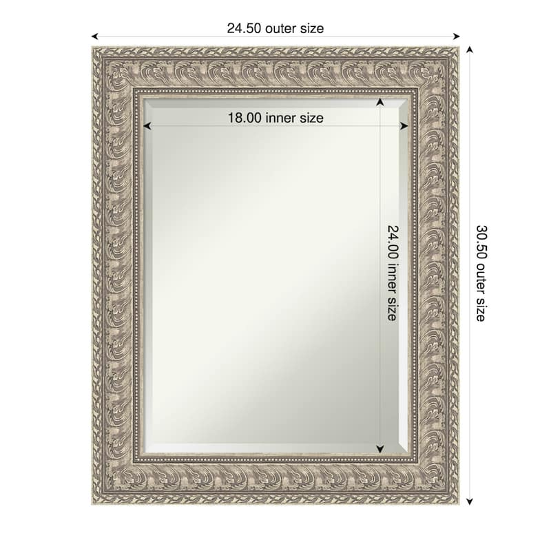Sydney Silver Beveled Framed Bathroom Vanity Wall Mirror - Sydney Silver - 25 x 31 in