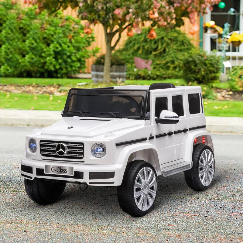 Licensed Mercedes Benz G500 Kids Ride-On Car with Remote Control, Music & Safety Features - White