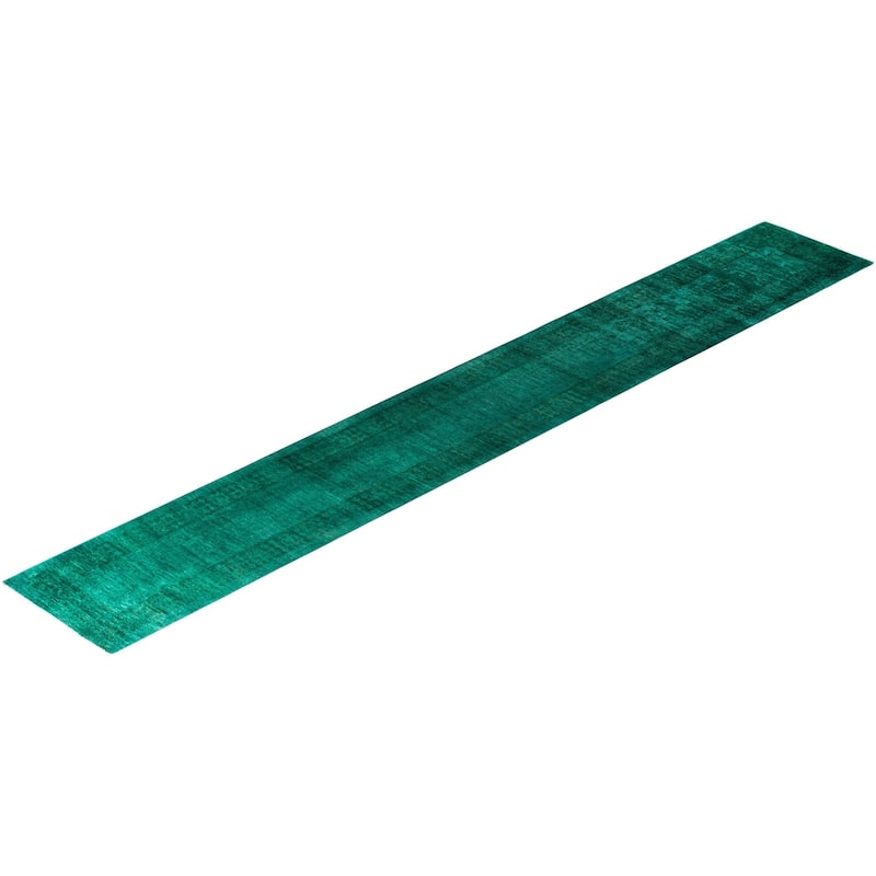 Contemporary Overdyed Wool Hand Knotted Runner - 2' 6" x 17' 5"