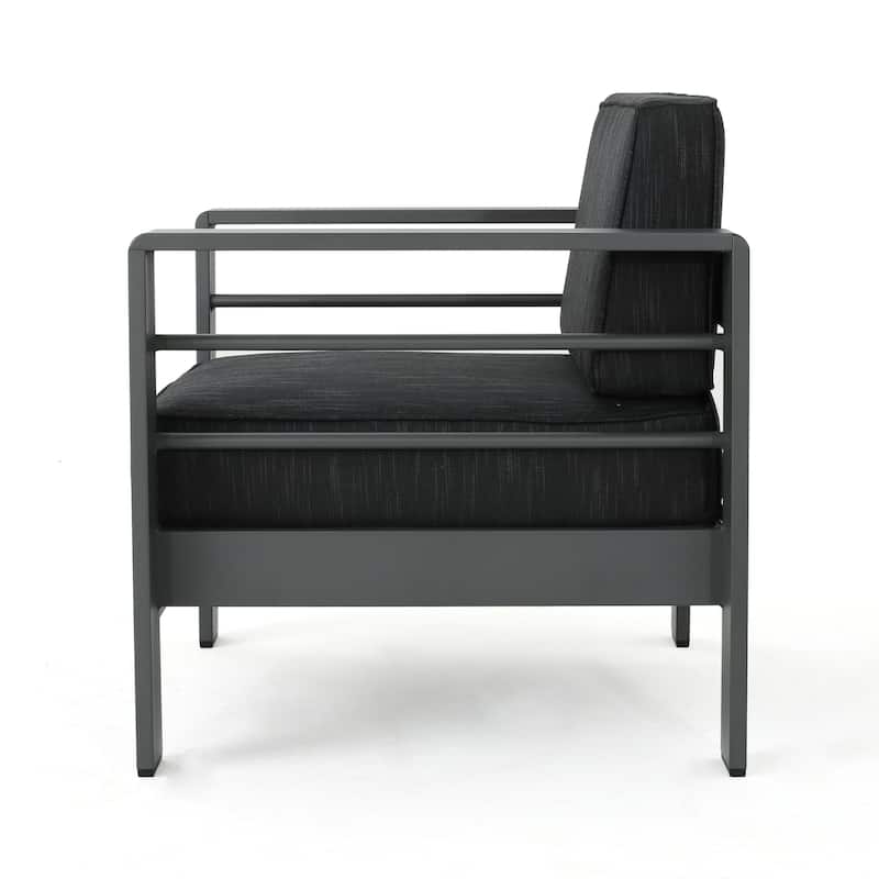 Cape Coral Outdoor Aluminum 5-piece Chat Set with Cushions & Fire Table by Christopher Knight Home