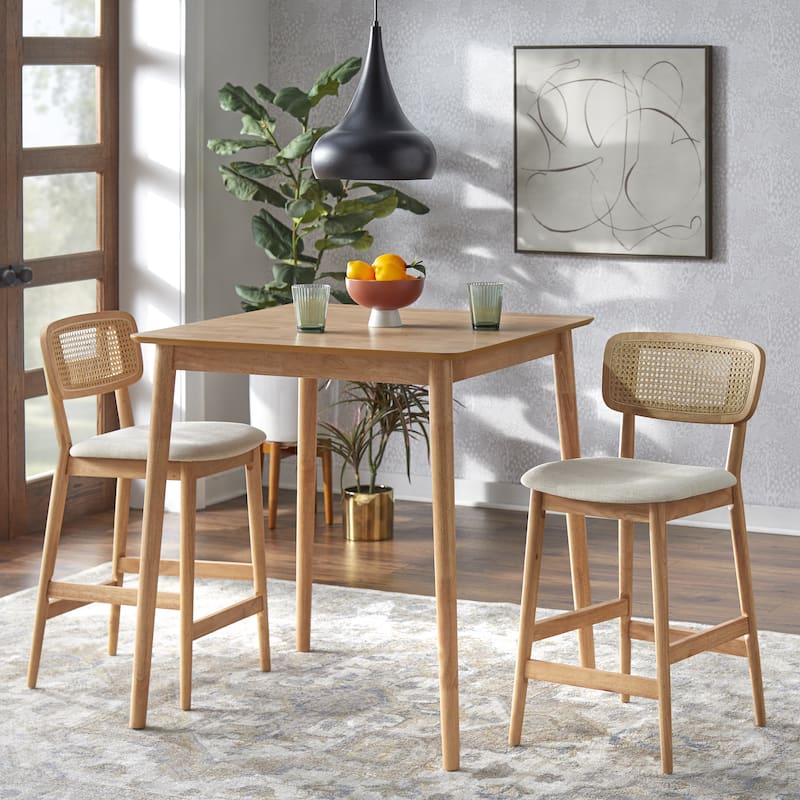 Simple Living Newington Solid Wood and Cane Counter Stool (Set of 2)