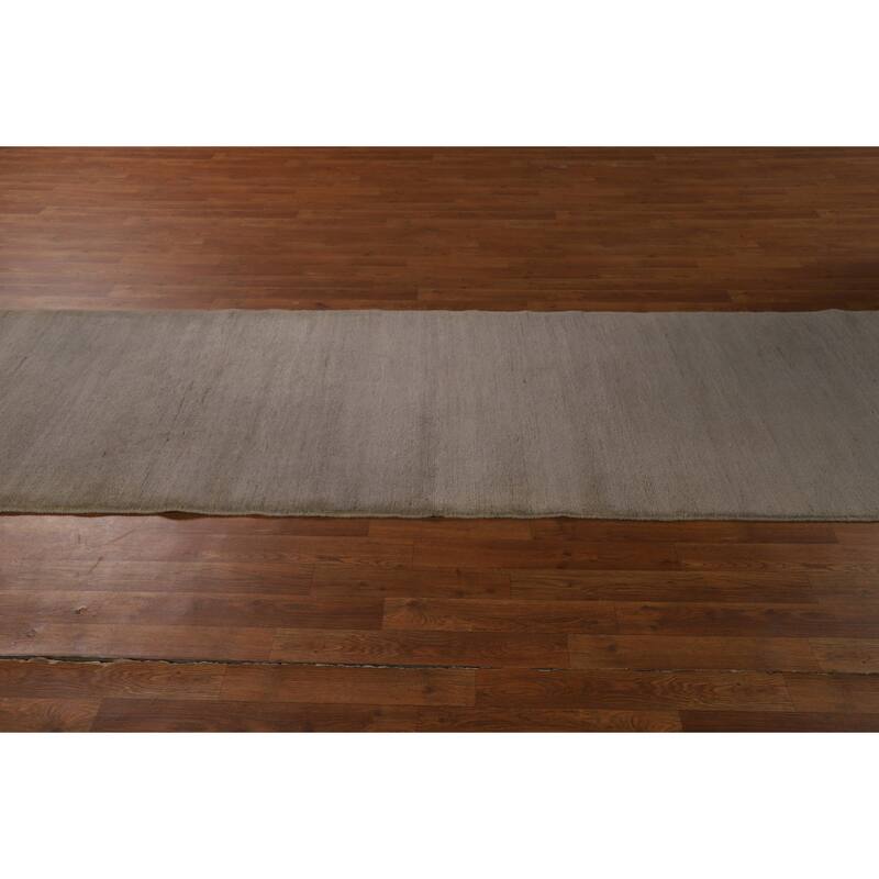 Hand Knotted Oriental 100% Wool Carpet Modern Modern Brown Gabbeh Runner Rug - 9' 9'' X 3' 2''