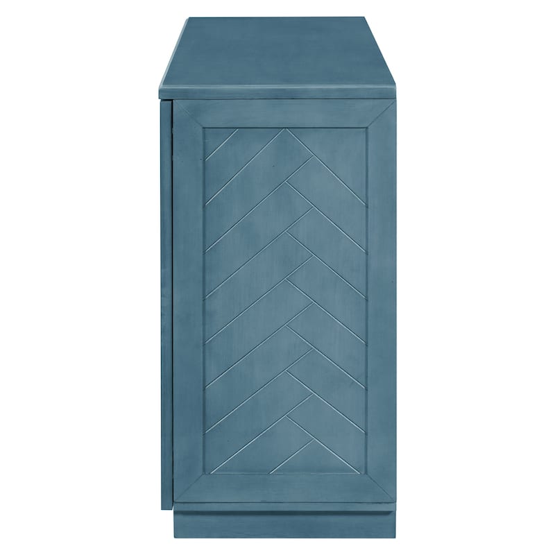 Sideboard Buffet Cabinet with 4 Doors and Shelves and Silver Handles