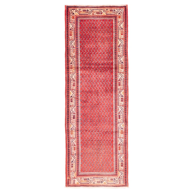 ECARPETGALLERY Hand-knotted Andelz Red Wool Rug - 3'5 x 9'11