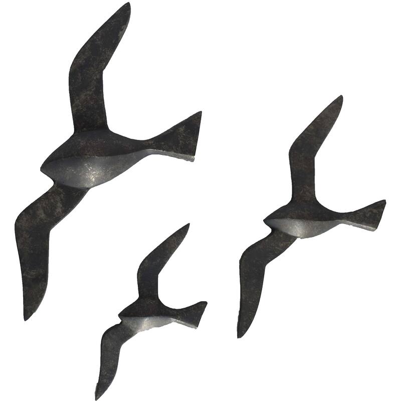 Renwil Skyward 3 Piece Wide Wall Art, Charcoal - Grey