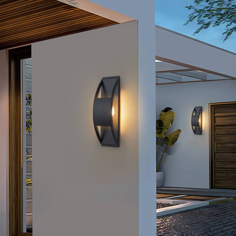 1-Light Matte Black Integrated LED Outdoor Wall Sconce