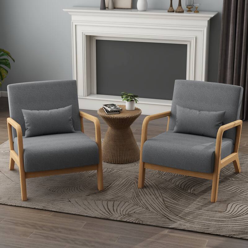 Upholstered Armchair Leisure Chair Accent Chairs Set of 2 with Pillow