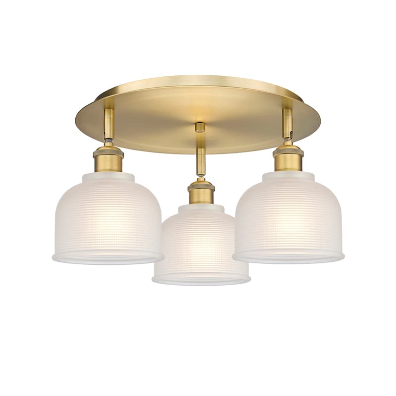 Innovations Lighting Dayton - 3 Light 17" Flush Mount - Brushed Brass/White