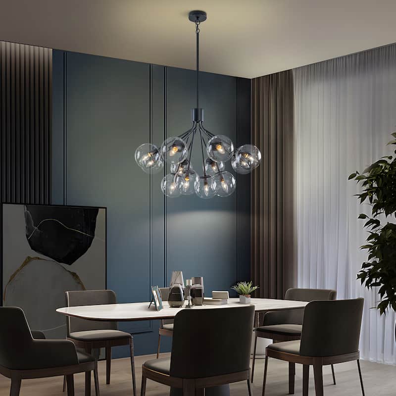 Starsky 12-Light Modern Bubble Seeded Glass Chandelier