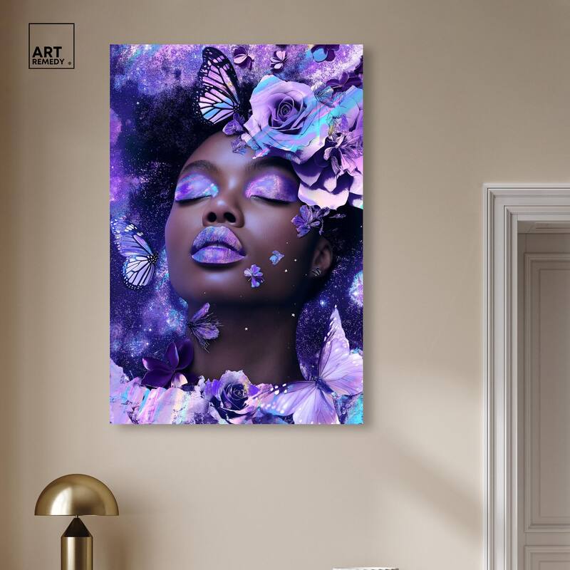 A Glistening Neon Woman Canvas by Art Remedy, Gallery Wrapped