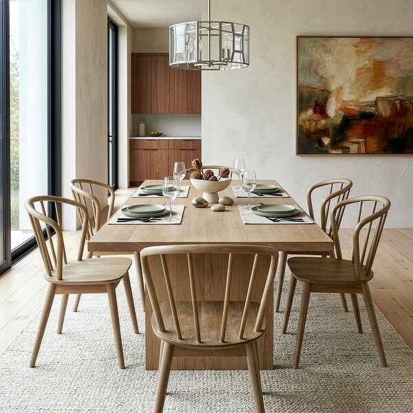 Azure Washed Wood Dining Chair with Windsor Back (Set of 2) - Bed
