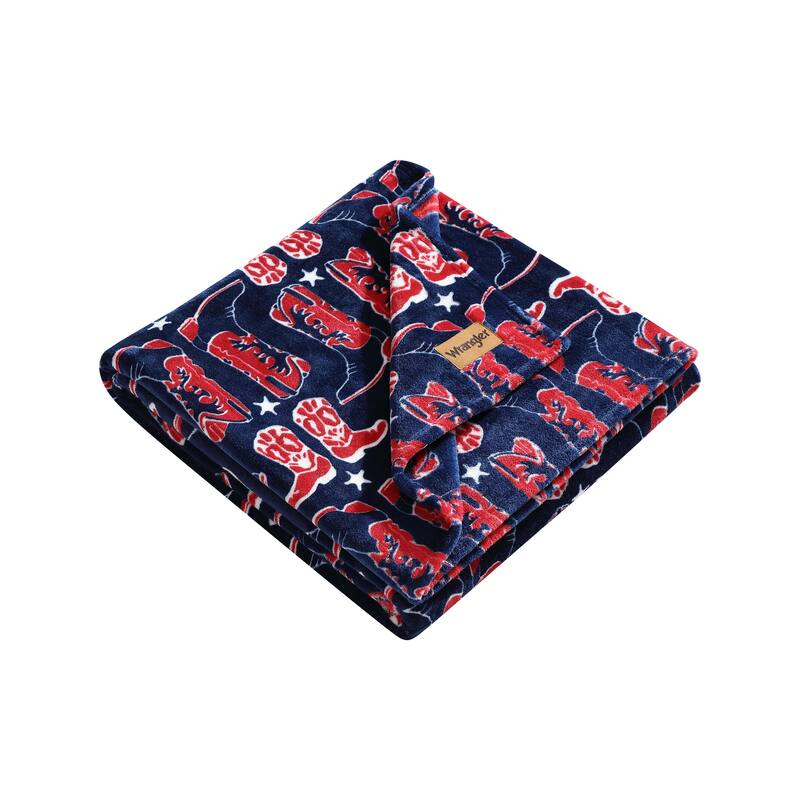 Wrangler Printed Ultra Soft Plush Fleece Throw Blanket.