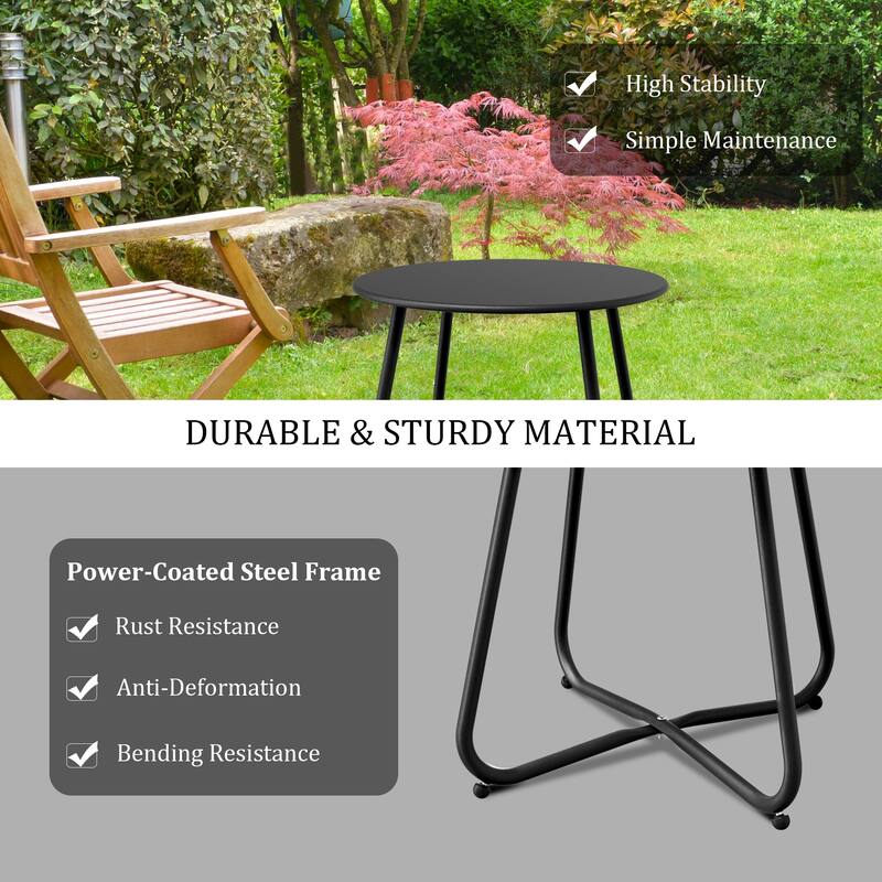 18 in. Small Round Side Table Outdoor Side Table Patio End Table