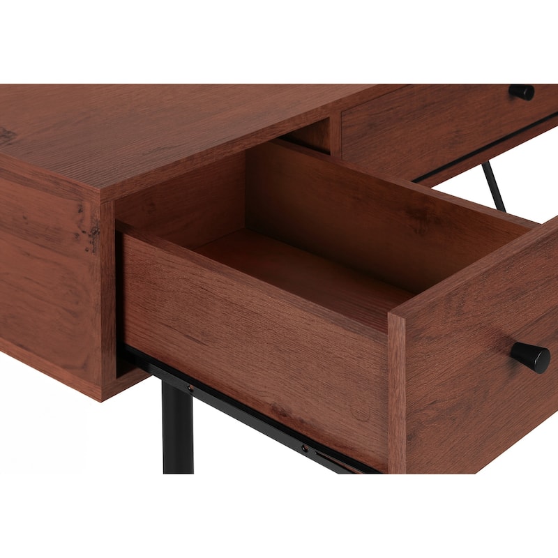 Modern 48" Computer Desk with 2 Side Storage Drawers and Metal Legs
