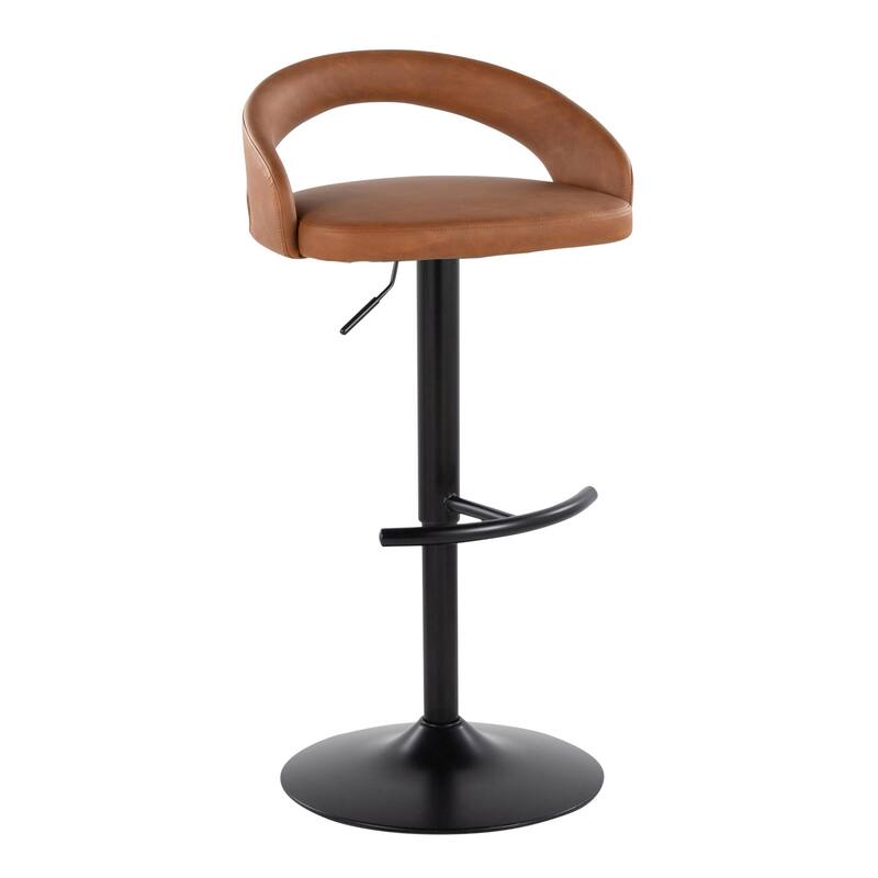 Grotto Upholstered Adjustable Barstool with Black Metal - Set Of 3