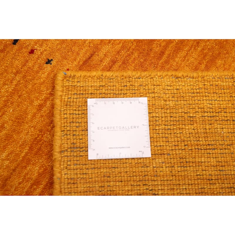 ECARPETGALLERY Hand Loomed Kashkuli Gabbeh Light Orange Wool Rug - 4'11 x 8'0