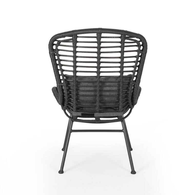 Rattan Outdoor Accent Chair with Cushions for Patio, Balcony