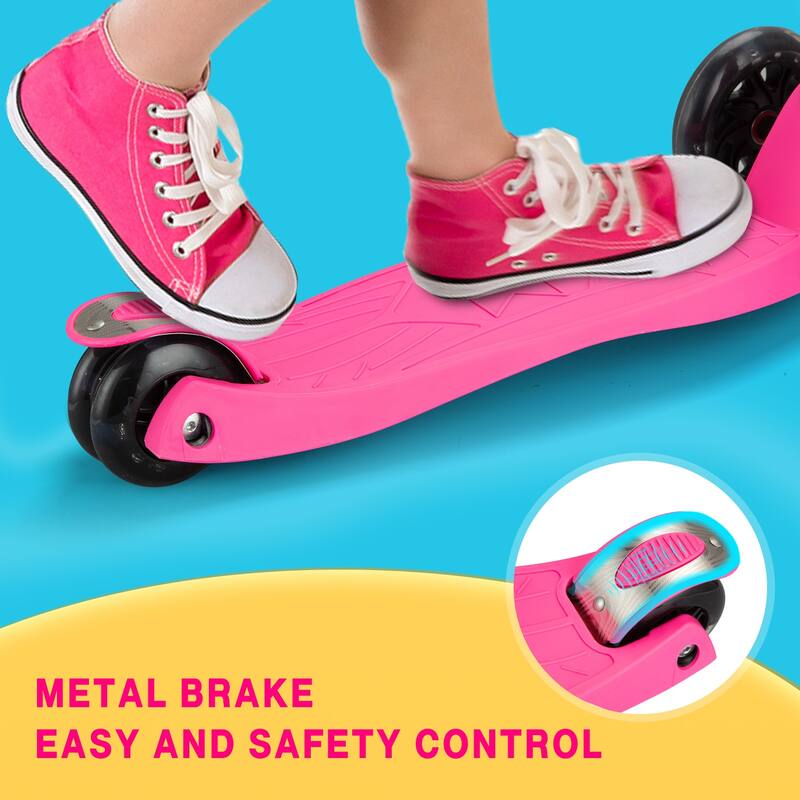 3 Wheel Kick Scooter, Lean-to-Steer Kids Scooter for Kids 3 to 10, Blue