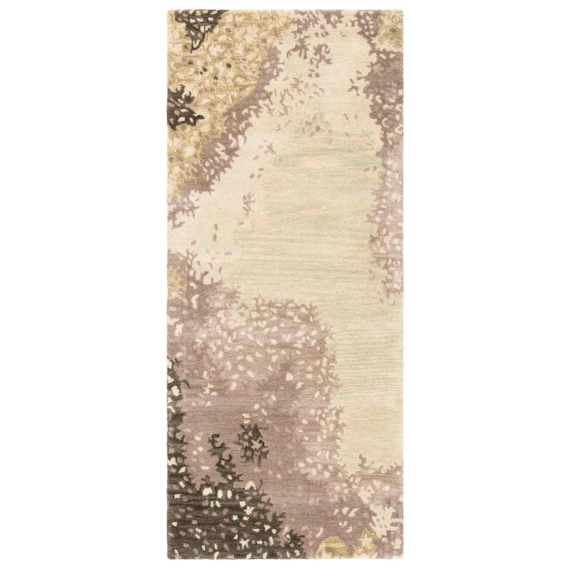SAFAVIEH Handmade Soho Kayleigh Abstract N.Z. Wool Rug - 2'6" x 6' Runner - Sage/Multi