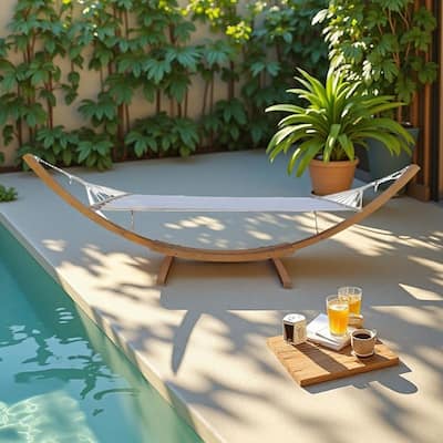Canvas Hammock with Stand - Indoor/Outdoor 1-Person Hanging Bed, 350lb Capacity