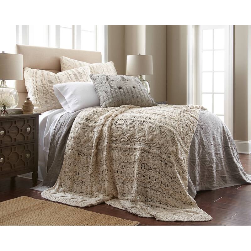 Micah Knitted Sham, Grey, Euro - Natural - Euro Sham