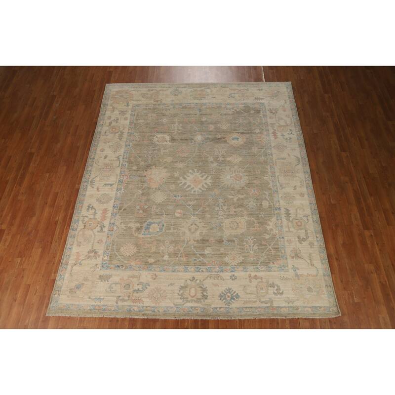 Vegetable Dye Oushak Turkish Rug Hand-Knotted Wool Carpet - 8'1"x 10'0"