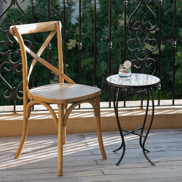 Outdoor Patio Side Table Round Ceramic Tile End Table - Bed Bath