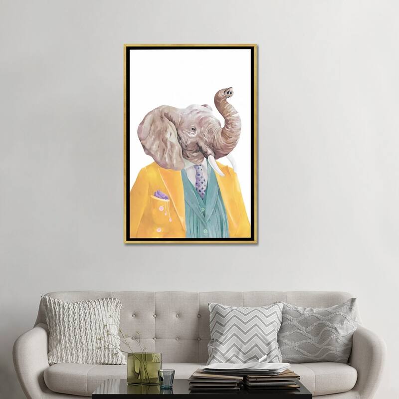 iCanvas "Golden Coated Elephant" by Animal Crew Framed