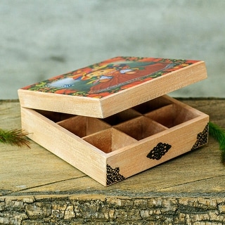 Handmade Day Of The Dead Wood Phone Stand 'Catrina Romance' - Decoupage Decor, 7.5x3.9x5 Inches
