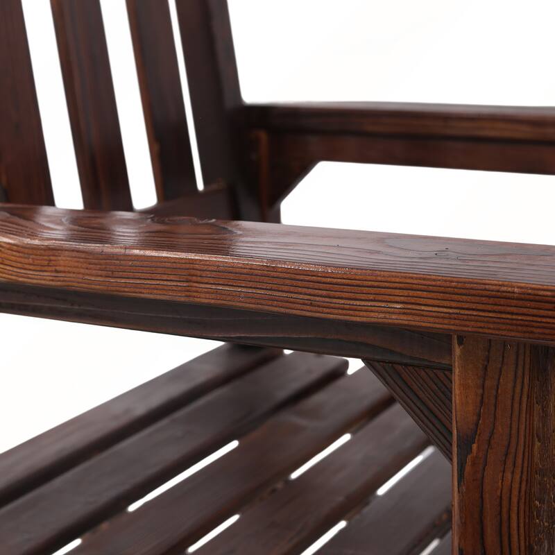 Wooden Oversized Porch Rocker Chair With Wide Seat and Tall Backrest