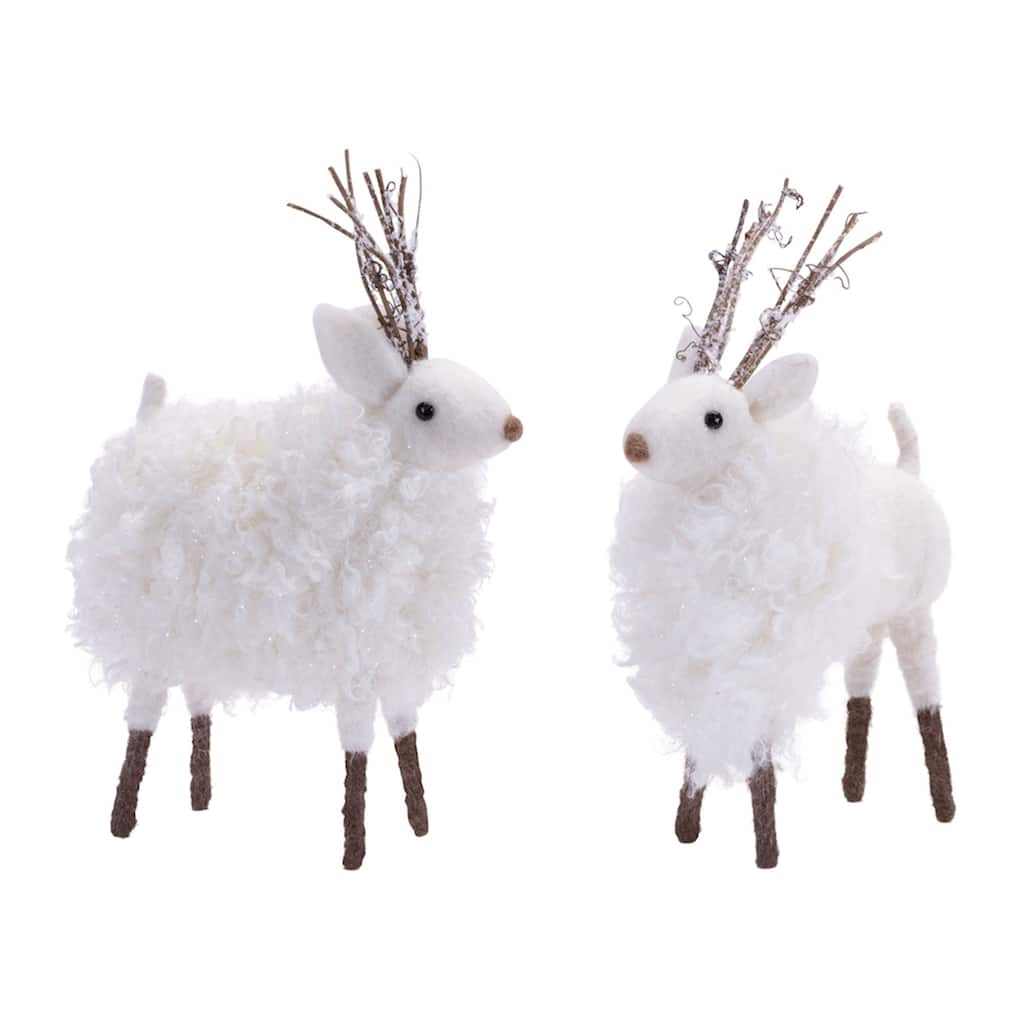 Fluffy Winter Deer Christmas Shelf Sitter Figurines - 9" - Set of 6
