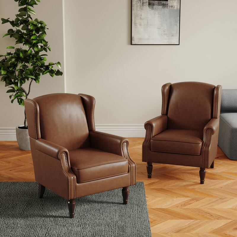 Set of 2 Patterned Upholstered Accent Chair for Living Room