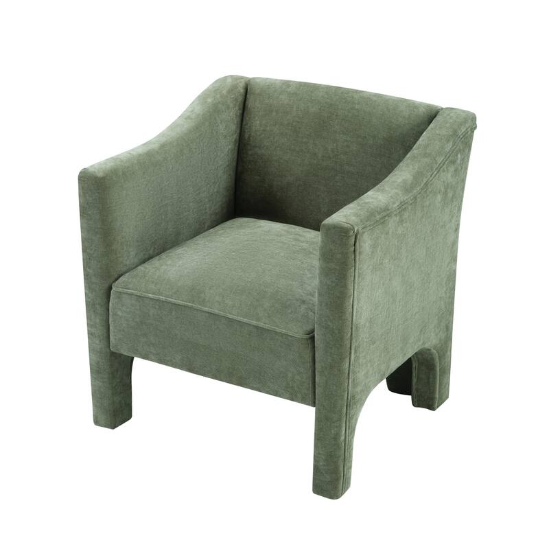 Roomfitters Modern Chenille Barrel Accent Chair with Enclosed Arms, Upholstered Armchair