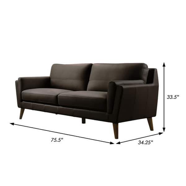 Eve 76 Inch Modern Wood Sofa, Spring Seat, Leather Brown Match ...