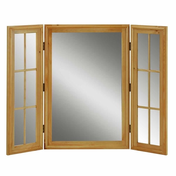 Vintage Vanity Mirror Triple Windowpane Country Pine