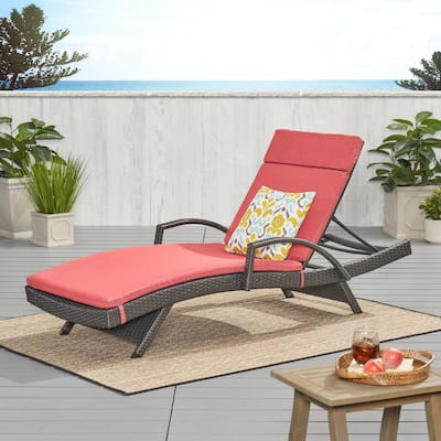 Toscana Outdoor Wicker Armed Cushioned Chaise Lounge by Christopher Knight Home
