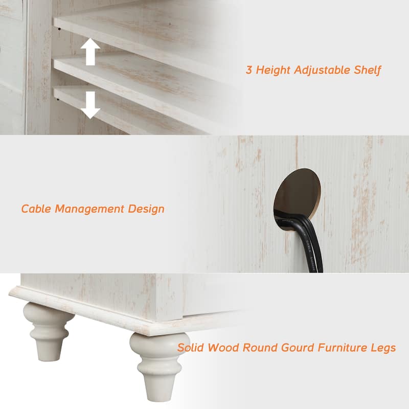 Farmhouse Sideboard with Glass Door, Buffet & cabinet for Kitchen