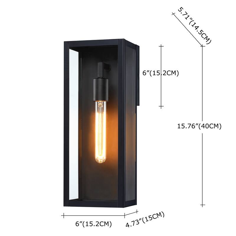 1-Light 12.76in Outdoor Wall Light with Matte Black Finish & Clear glass shade