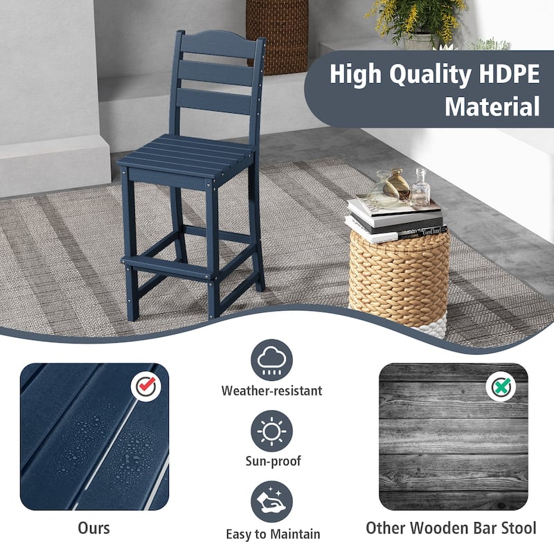 Costway Outdoor HDPE Bar Stool Patio Tall Chair Backrest Footrest All - See Details