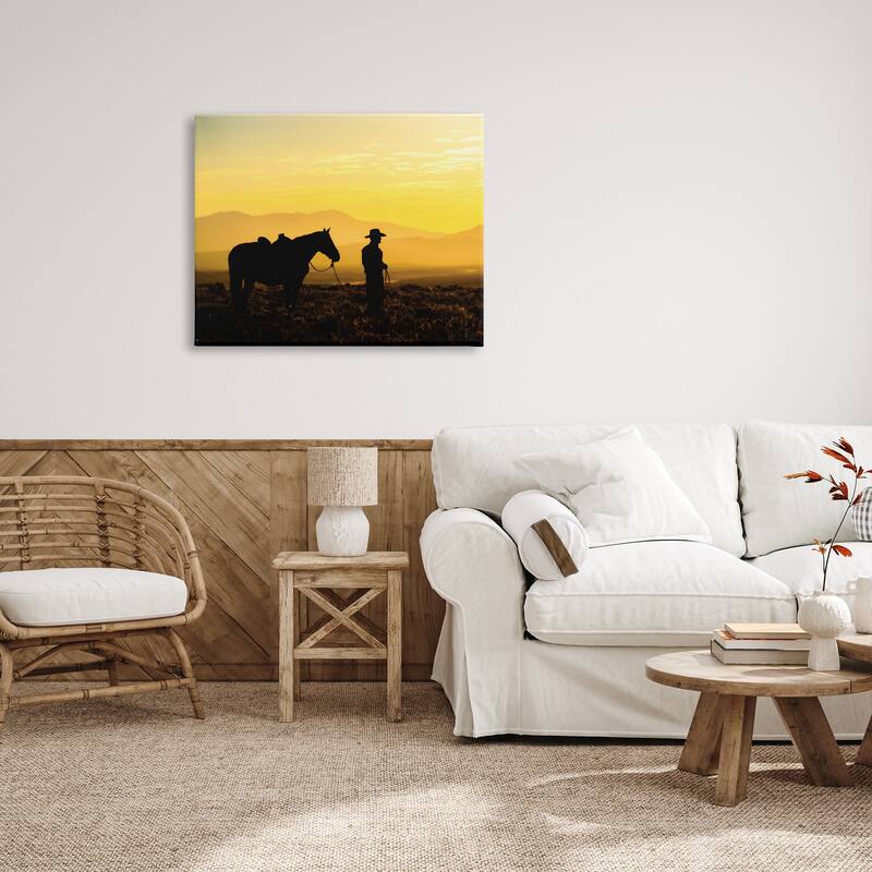 Stupell Cowboy Sunset Landscape Canvas Wall Art Design by PBurchettePhoto