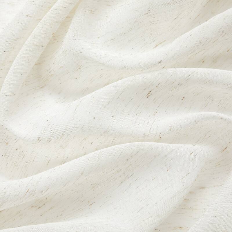 HLC.me Sierra Burlap Flax Linen Semi Sheer Light Filtering Transparent Window Grommet Thick Curtains Panels - Set of 2