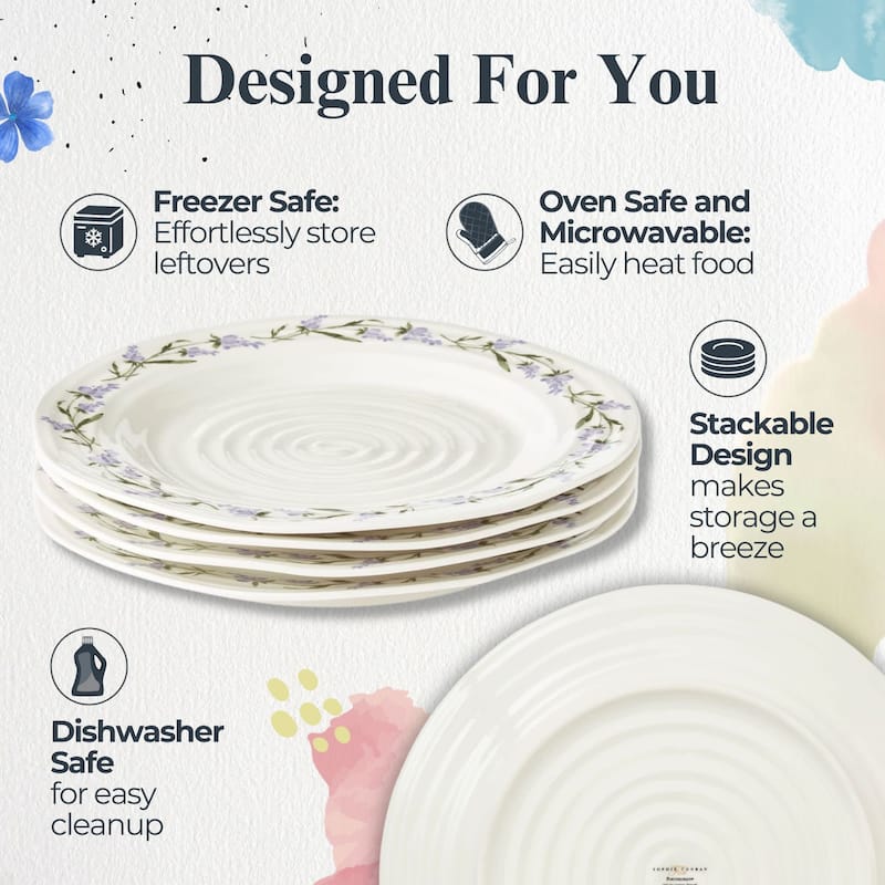 Portmeirion Sophie Conran Set of 4 Lavandula Dinner Plates - 11 in