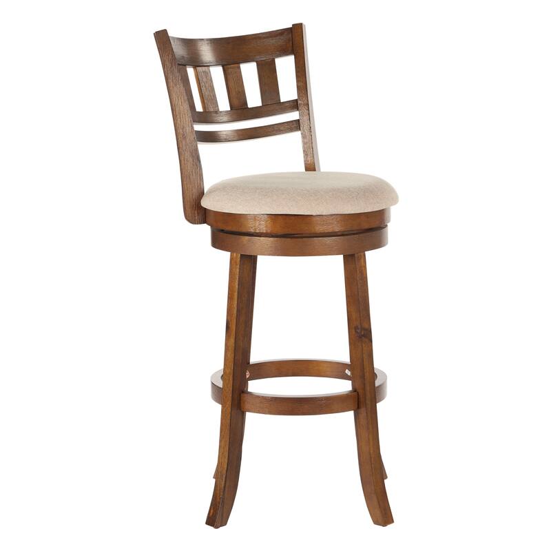 OS Home and Office Furniture Model Swivel Stool 30" with Slatted Back in Burnt Brown Finish