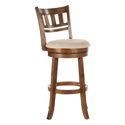 OS Home and Office Furniture Model Swivel Stool 30" with Slatted Back in Burnt Brown Finish
