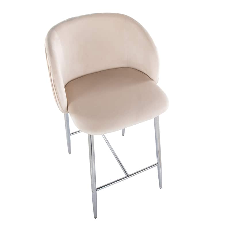 Silver Orchid Pleated Fixed-Height Counter Stool - Set of 2