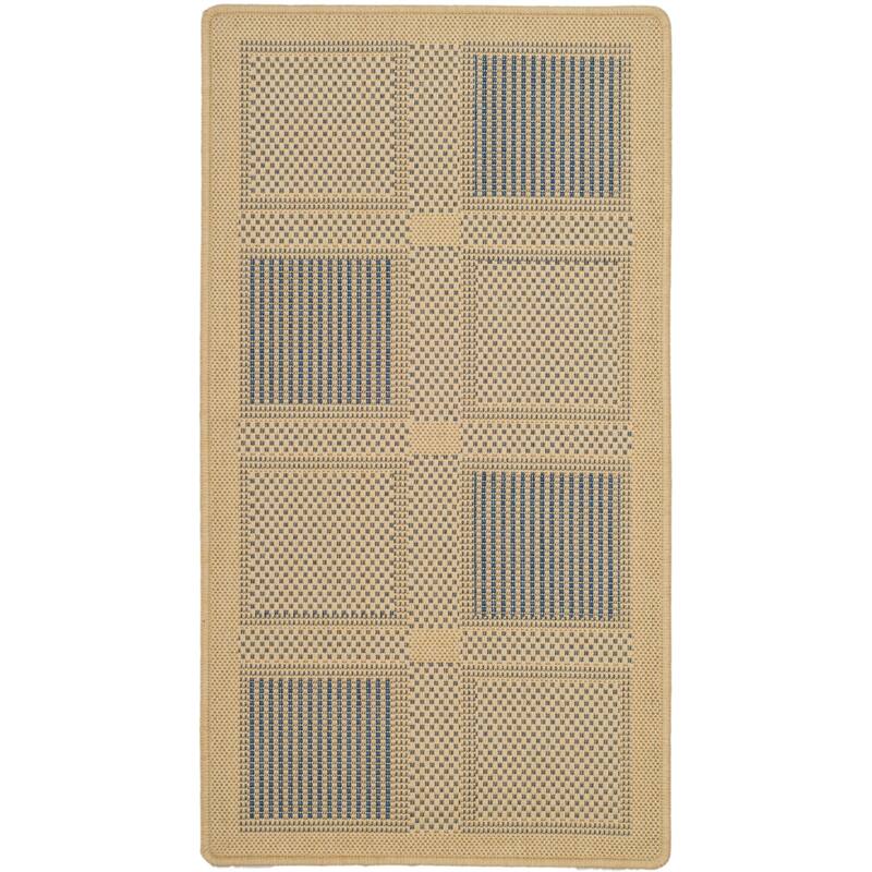 SAFAVIEH Courtyard Shirlee Indoor/ Outdoor Waterproof Patio Backyard Rug - 2' x 3'7" - Natural/Blue